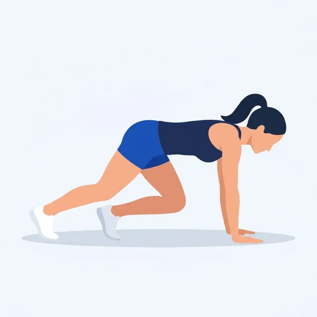 Opposite hand and foot step together, small steps, hips low.