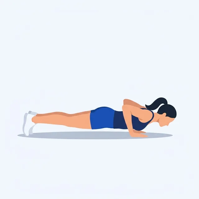Chest and thighs touch the floor, then push up.