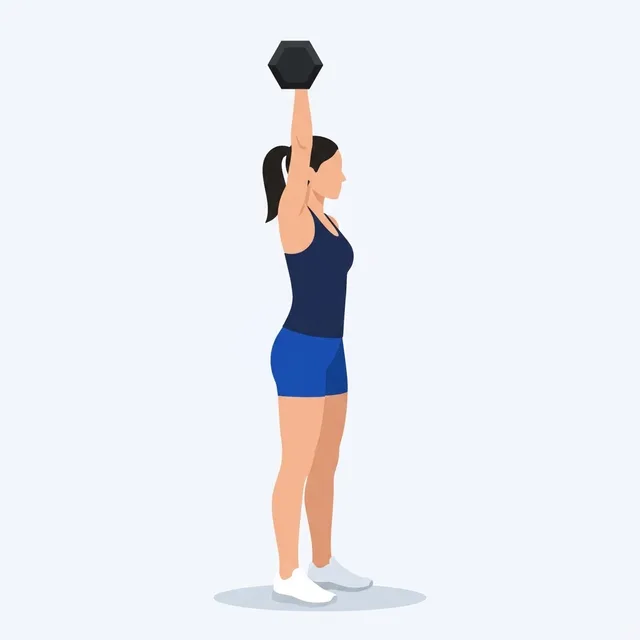Punch it to a locked arm, stand tall, lower via the shoulder, switch.