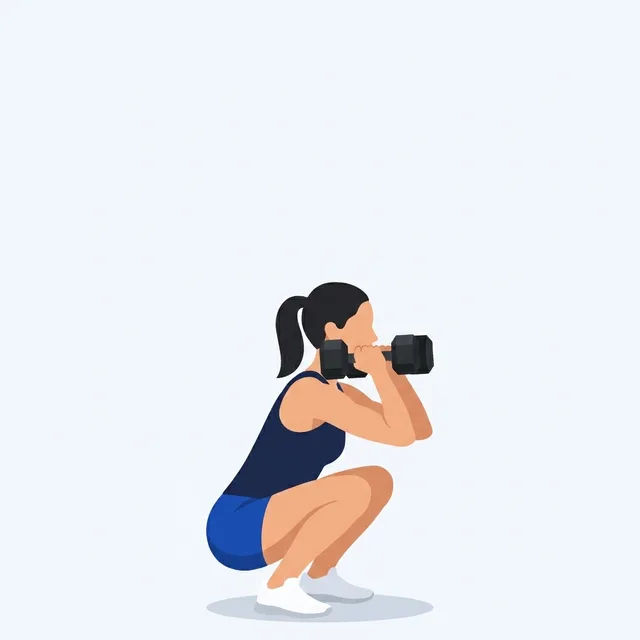 Hip crease below the knee, heels down, then drive up hard.