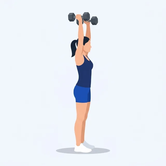 Snap the hips, swing them overhead, stand tall with arms locked.