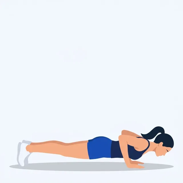 Lower as one piece until chest and thighs touch the floor.