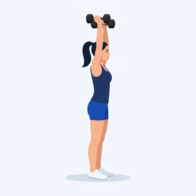 Drive up and press in one move, arms locked overhead.