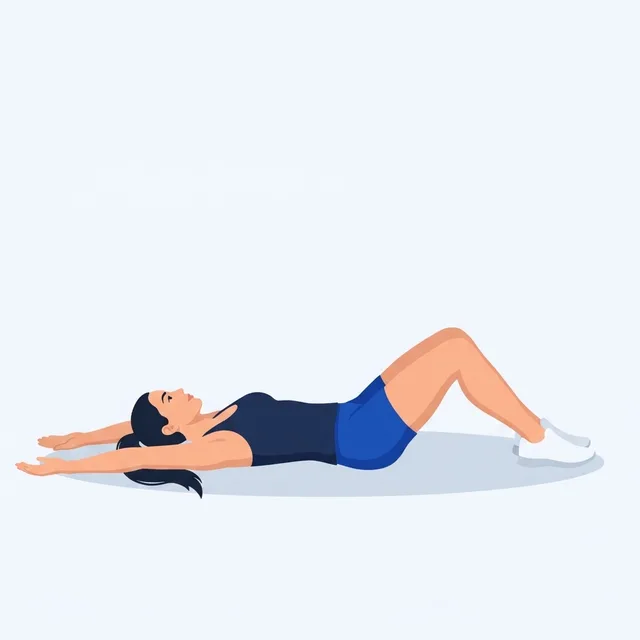 Butterfly feet, towel under the low back, hands touch the floor behind.