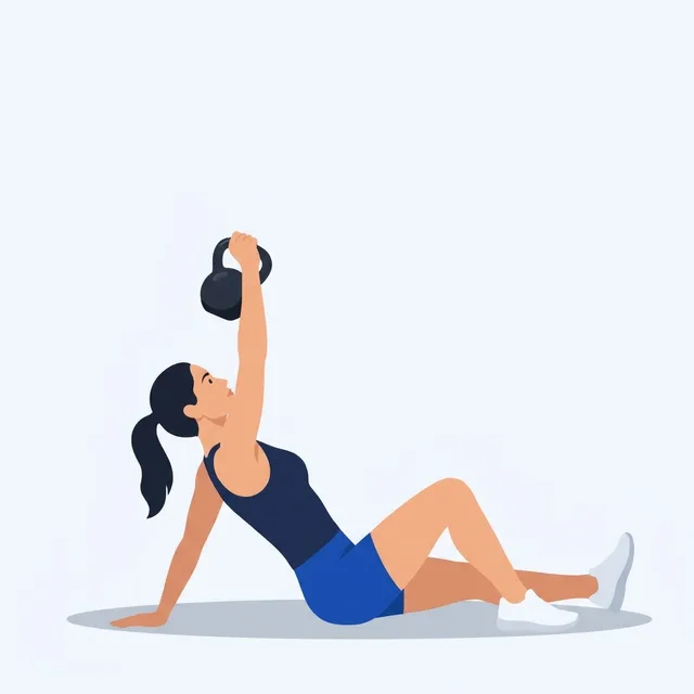 Monte sur le coude, puis sur la main, bras verrouillé, yeux sur la kettlebell.