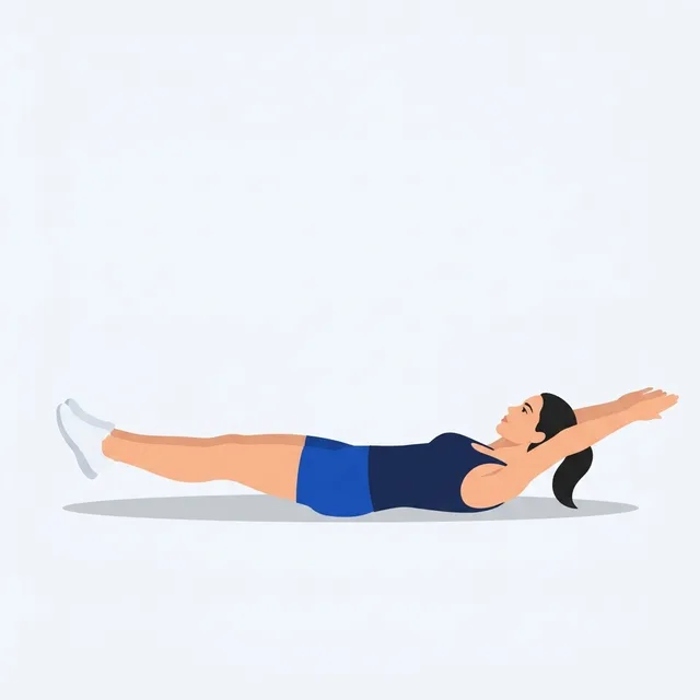 Arms overhead, legs straight, low back pressed down; lower slowly.